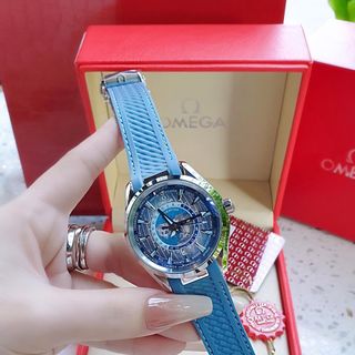 ĐỒNG HỒ NAM CAO CẤP ÔMAGE SEAMASTER MÁY CƠ XANH NHẠT DÂY THÉP VÀ SILICON