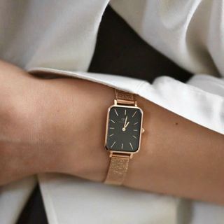 ĐỒNG HỒ NỮ CAO CẤP DANIEL W QUARDO MẶT CHỮ NHẬT DÂY DA VÀ LƯỚI FULLBOX HỘP NƠ