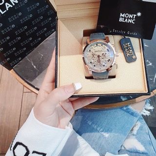 SALE NHANH ĐỒNG HỒ NAM TRUNG CẤP MONBLAN DÂY DA MẶT CHONOGRAP CHẤM ĐEN