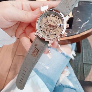 SALE NHANH ĐỒNG HỒ NAM TRUNG CẤP MONBLAN DÂY DA MẶT CHONOGRAP CHẤM ĐEN