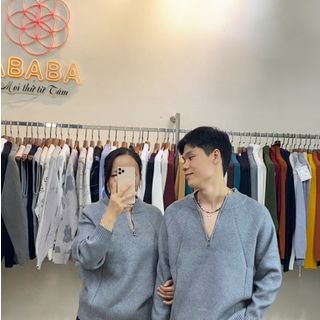 Mẫu áo len nam cổ 5p khóa zip hàng Cao Cấp Dày 2 màu Đen - Ghi Size M L XL XXL 3XL Hà Đinh - 5pzip-f6639