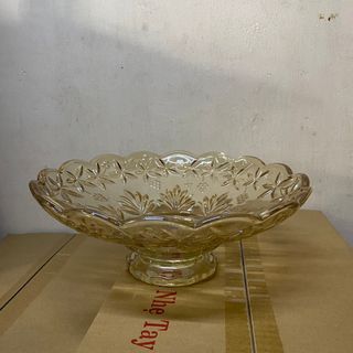 Đĩa Thủy Tinh Vàng Chân Bồng 32cm (THUNG 6C)