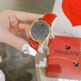 SALE NHANH ĐỒNG HỒ NỮ CAO CẤP SWAROSK DÂY DA MẶT ĐÁ