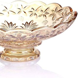 Đĩa Thủy Tinh Vàng Chân Bồng 32cm (THUNG 6C)