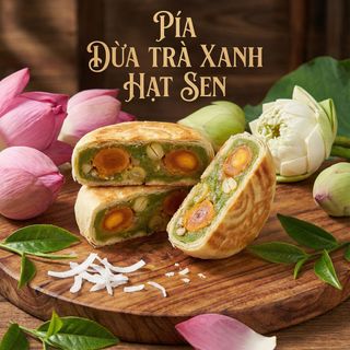 BÁNH PÍA DỪA TRÀ XANH HẠT SEN TINH HOA TRUYỀN THỐNG KẾT HỢP HIỆN ĐẠI 600G - WINNIE HOUSE