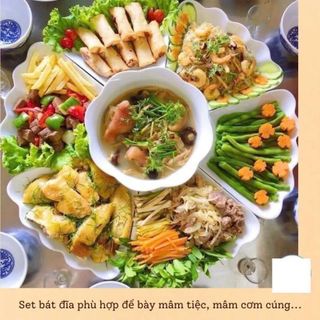 BỘ BÁT ĐĨA SÀNH SỨ HOA MẶT TRỜI 7 MÓN