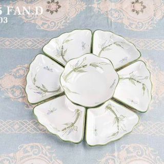 BỘ BÁT ĐĨA SÀNH SỨ HOA MẶT TRỜI 7 MÓN