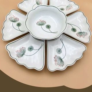 BỘ BÁT ĐĨA SÀNH SỨ HOA MẶT TRỜI 7 MÓN