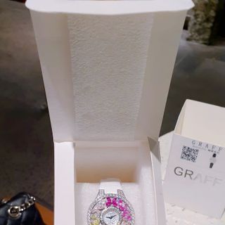 ĐỒNG HỒ NỮ SIÊU CẤP GRAF MẶT FULL PHA LÊ BƯỚM NHÂN TẠO  DÂY DA TRẮNG