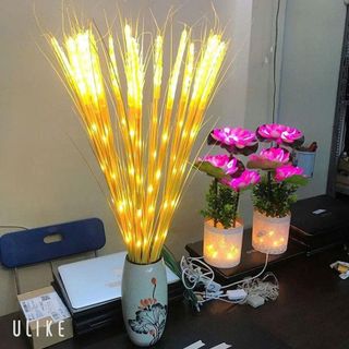 BÓ 10 CÂY BÔNG LÚA VÀNG LED TRANG TRÍ
