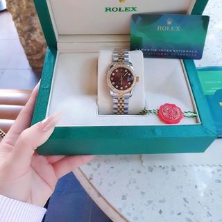 ĐỒNG HỒ NAM NỮ CAO CẤP RÔLET DÂY THÉP DEMI VÀNG MẶT XÀ CỪ KÍNH SAPHIRE VIỀN HỘT