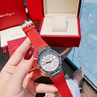 SIÊU SALE ĐỒNG HỒ NỮ CAO CẤP SALVATHORE SILICONE ĐỎ NIỀNG THÉP