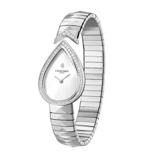 ĐỒNG HỒ NỮ SIÊU CẤP CHAU MET KIỀNG BẠC MẶT TRƠN VIỀN HỘT FULLBOX