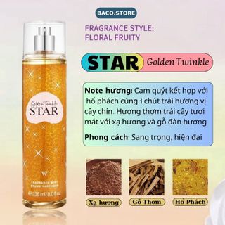 Xịt Thơm Toàn Thân Vitoria's Fleur STAR Golden Twinkle 236ml – Hương Hoa Trái Cây, Sang Trọng, Lưu Hương Dài Lâu