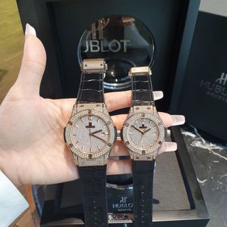 DEAL CUỐI NĂM ĐỒNG HỒ COUPLE CAO CẤP HULOT MẶT FULL HỘT NIỀNG ĐỒNG