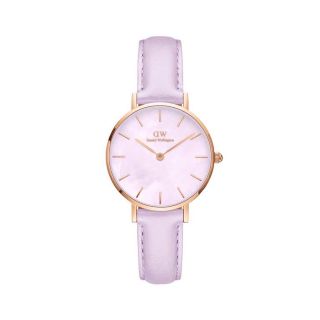 ĐỒNG HỒ NỮ CAO CẤP D WELLINGTON PETITE LAVENDER  DÂY DA MẶT TRÒN TÍM HỘP NƠ ĐỎ