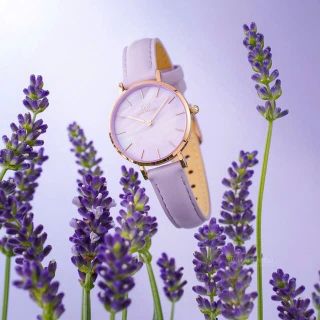 ĐỒNG HỒ NỮ CAO CẤP D WELLINGTON PETITE LAVENDER  DÂY DA MẶT TRÒN TÍM HỘP NƠ ĐỎ