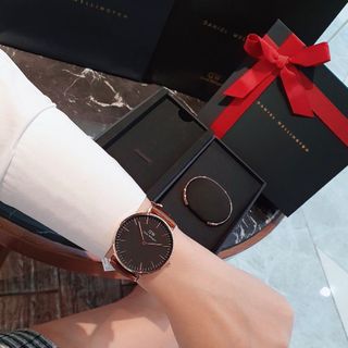 SET DANIEL CAO CẤP DA PETITE VÀ CUFF FULLBOX HỘP NƠ ĐỎ