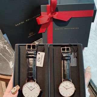 SET DANIEL W CAO CẤP COUPLE DA TRÒN SIZE NAM VÀ NỮ HỘP NƠ ĐỎ
