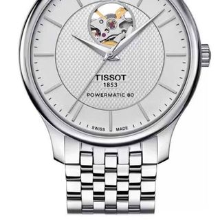 ĐỒNG HỒ NAM SIÊU CẤP TIXOT DÂY THÉP BẠC KÍNH SAPHIRE LỘ ĐÁY MÁY TỰ ĐỘNG