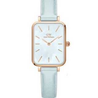 ĐỒNG HỒ NỮ CAO CẤP DANIEL W QUADRO BLUEBELL DÂY DA CN XANH XÀ CỪ HỘP NƠ ĐỎ