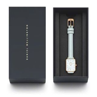 ĐỒNG HỒ NỮ CAO CẤP DANIEL W QUADRO BLUEBELL DÂY DA CN XANH XÀ CỪ HỘP NƠ ĐỎ