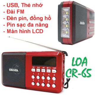 Loa Nghe Nhạc Usb, Thẻ Nhớ, Fm Craven Cr-65 Có Đèn Pin Cao Cấp