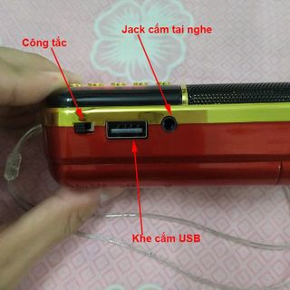 Loa Nghe Đài BKK K51 Hỗ Trợ Fm/Usb/Tf/Tai Nghe/Đèn Pin (Đen Đỏ)