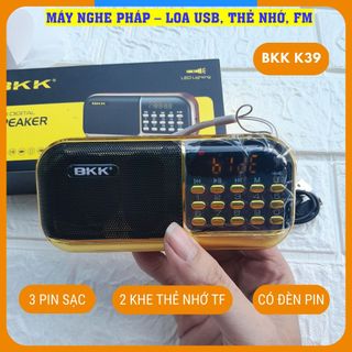 Máy Nghe Nhạc BKK K39 Loa FM/Thẻ Nhớ/ Nghe Kinh Phật Có Đèn Pin, 3 Pin Siêu Trâu