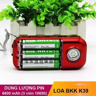 Máy Nghe Nhạc BKK K39 Loa FM/Thẻ Nhớ/ Nghe Kinh Phật Có Đèn Pin, 3 Pin Siêu Trâu