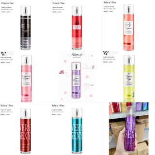 XỊT THƠM BODY MIST Victoria Fleur 236ml Victoria's Fleur SWEET SUMMER, 24K COCONUT, CONFETTI POP, VANILLE, ROSE, CERISIER, THE BLANC, YUZU, BEACH COCONUT, PASSIONFRUIT BANANA FLOWER, TROPICAL VANILLA CHERIMOYA, PINK LILY BAMBOO