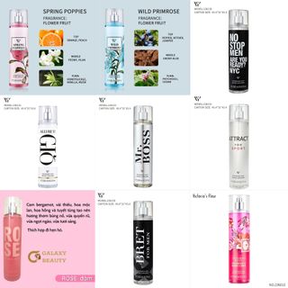 XỊT THƠM BODY MIST Victoria Fleur 236ml Victoria's Fleur SWEET SUMMER, 24K COCONUT, CONFETTI POP, VANILLE, ROSE, CERISIER, THE BLANC, YUZU, BEACH COCONUT, PASSIONFRUIT BANANA FLOWER, TROPICAL VANILLA CHERIMOYA, PINK LILY BAMBOO