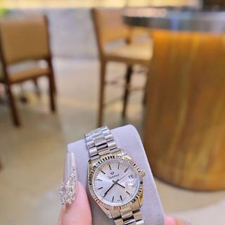 ĐỒNG HỒ NỮ CHÍNH HÃNG FUNMEI F2085 DÂY THÉP BẠC NIỀNG KHÍA FULLBOX TEM HÃNG