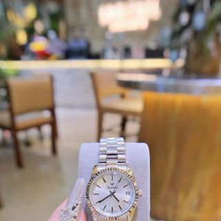 ĐỒNG HỒ NỮ CHÍNH HÃNG FUNMEI F2085 DÂY THÉP BẠC NIỀNG KHÍA FULLBOX TEM HÃNG