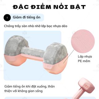 Bộ 2 Tạ Bọc Nhựa Cầm Tay 1kg - 6kg, Cặp Tạ Tập Gym Cao Cấp Dụng Cụ Thể Dục Kháng Lực Nam Nữ Tại Nhà