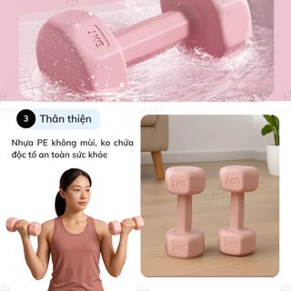 Bộ 2 Tạ Bọc Nhựa Cầm Tay 1kg - 6kg, Cặp Tạ Tập Gym Cao Cấp Dụng Cụ Thể Dục Kháng Lực Nam Nữ Tại Nhà