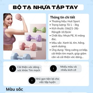 Bộ 2 Tạ Bọc Nhựa Cầm Tay 1kg - 6kg, Cặp Tạ Tập Gym Cao Cấp Dụng Cụ Thể Dục Kháng Lực Nam Nữ Tại Nhà