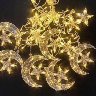 DÂY ĐÈN THẢ RÈM 12 TRĂNG SAO VÀNG