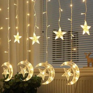 DÂY ĐÈN THẢ RÈM 12 TRĂNG SAO VÀNG