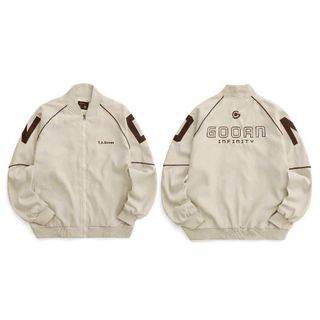 Áo khoác bomber chất da lộn 2 lớp, lót dù bên trong, logo thêu