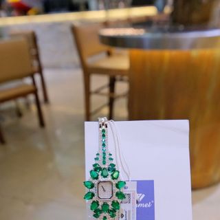 ĐỒNG HỒ NỮ CHÍNH HÃNG FUNMEI F2174 MẶT VUÔNG ĐÍNH PHA LÊ NGỌC LỤC BẢO FULLBOX