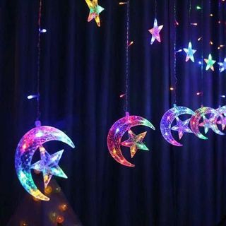 DÂY ĐÈN THẢ RÈM 12 TRĂNG SAO ĐỦ MÀU