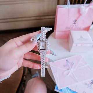 ĐỒNG HỒ NỮ CHÍNH HÃNG BRIDE TALK MẶT VUÔNG MINI ĐÍNH ĐÁ SWAROSKI FULLBOX TEM