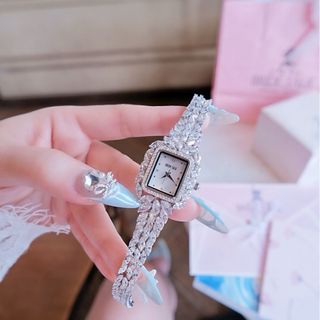 ĐỒNG HỒ NỮ CHÍNH HÃNG BRIDE TALK MẶT VUÔNG MINI ĐÍNH ĐÁ SWAROSKI FULLBOX TEM