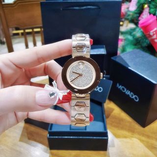 ĐỒNG HỒ NỮ CAO CẤP MOVODA BOLD MÁY NHẬT MẶT FULL ĐÁ VÀNG VÀ HỒNG