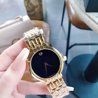 ĐỒNG HỒ NAM NỮ CAO CẤP MOVODA VETURI DÂY THÉP MẶT ĐEN TRƠN LẺ SIZE