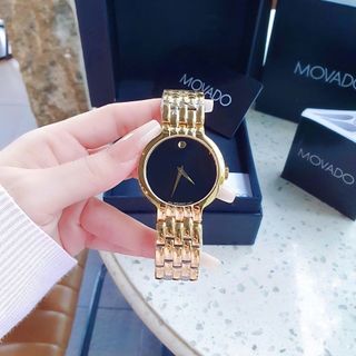 ĐỒNG HỒ NAM NỮ CAO CẤP MOVODA VETURI DÂY THÉP MẶT ĐEN TRƠN LẺ SIZE