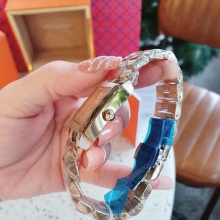 ĐỒNG HỒ NỮ CAO CẤP TORY BUCH DEMI VÀ có VÀNG MẶT CHỮ NHẬT NIỀNG THÉP FULLBOX TÚI