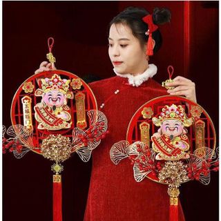 DẢI TREO THẦN TÀI LẮC ĐẦU KÈM BÔNG ĐÀO