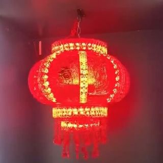 LỒNG ĐÈN LED XOAY 360 THUỶ TINH ĐỎ KHÔNG CHỚP #60-42CM (T16)